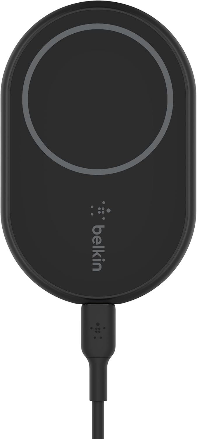 Belkin MagSafe-Compatible Magnetic Wireless Car Charger 10W - Wireless Charger, Magnetic Car Vent Phone Mount for iPhone 17, iPhone 16, 15, & 14 Series, Pixel 10 (Power Supply Included) - Black