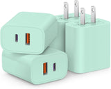 [4 Pack] USB C Charger Block Fast Charging Multiport Adpater [PD 20W USB-C & QC 3.0 USB-A Port] for i Phone 17/16/15/14/13/12/11/X/8, i Pad, Galaxy, Google, Galaxy & More - PureLivingMart