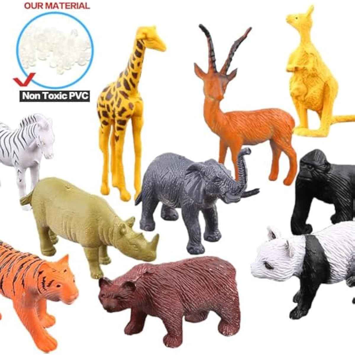 Animals Figure,54 Piece Mini Jungle Toys Set,ValeforToy Realistic Wild Vinyl Plastic Animal Learning Party Favors for Boys Girls Kids Toddlers Forest Small Playset Cupcake Topper