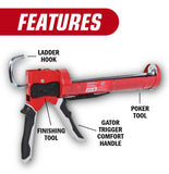 Newborn 930-GTD Drip-Free Smooth Hex Rod Cradle Caulking Gun with Gator Trigger Comfort Grip, 1/10 Gallon Cartridge, 10:1 Thrust Ratio