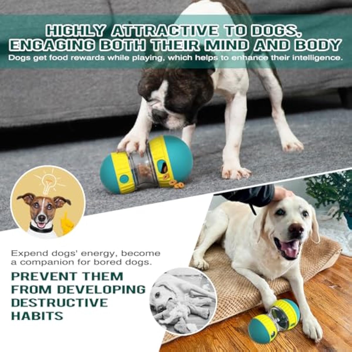 adjustable treat dispensing ball for small medium large dogs to keep them busy, green