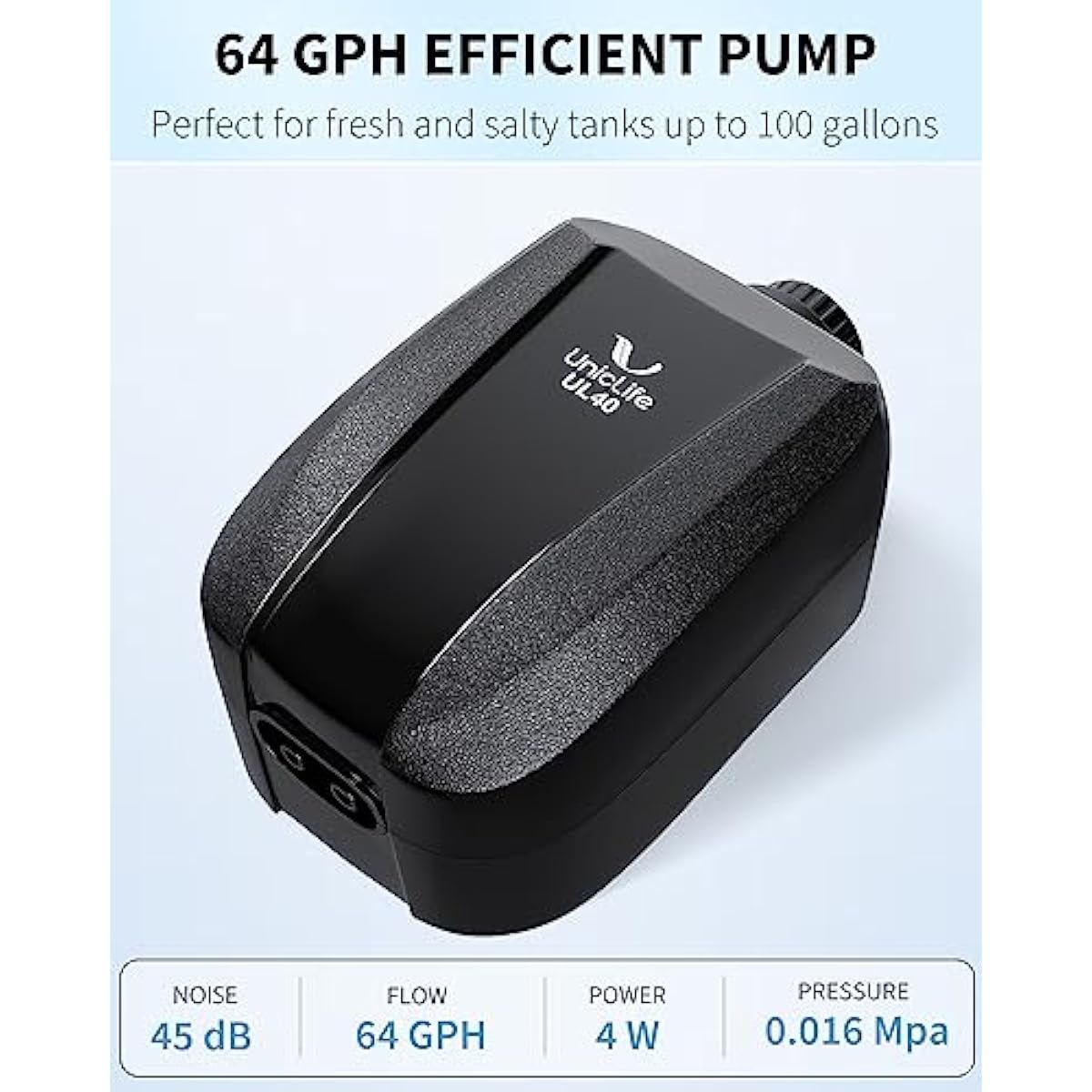 uniclife  dual outlet aquarium air pump for 5-200 gallon fish tank with accessories