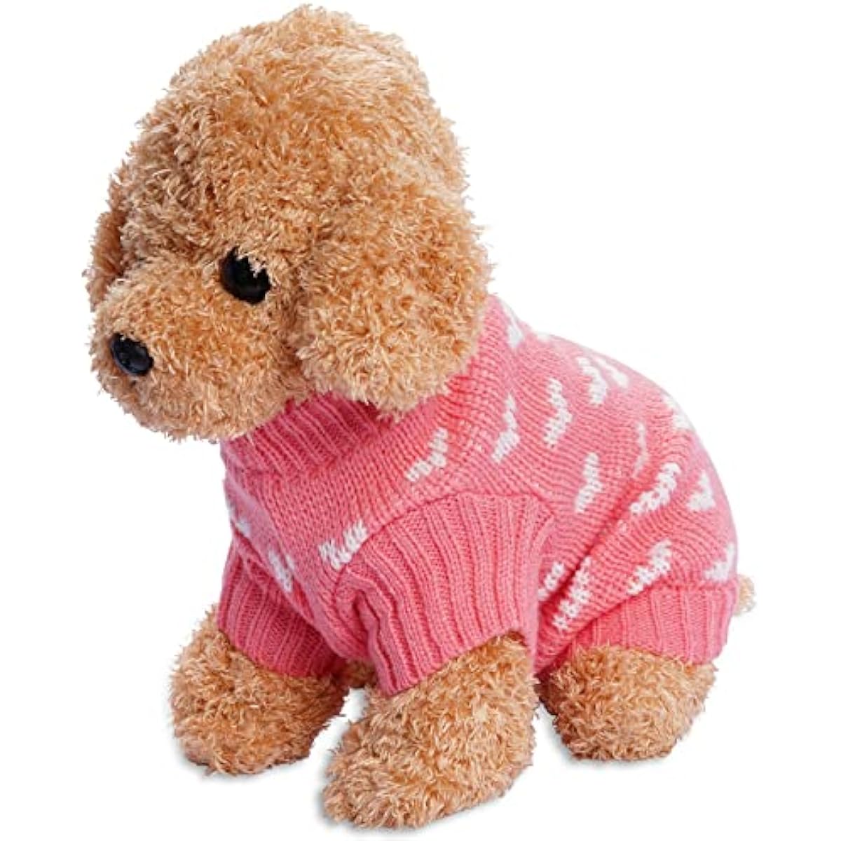Dxhycc pink heart puppy sweater for small cats and dogs, soft warm winter pet clothes, size S
