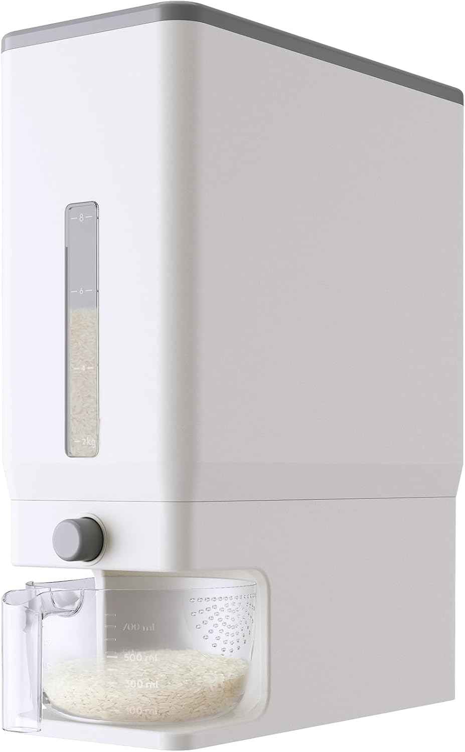 Lifewit Rice Dispenser 25 Lbs(11.3kg), Rice Storage Container Sealed Moisture Proof with Measuring Cup for Kitchen Pantry Household, BPA-Free, 1 Pack Grey