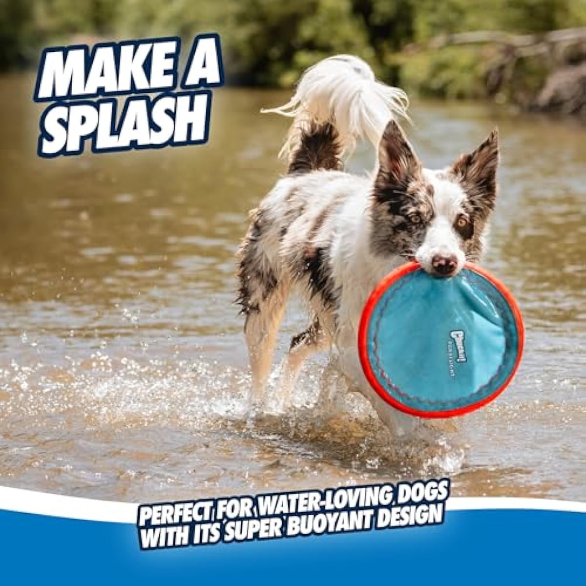 chuckit paraflight flying disc dog toy - water floating flyer - durable nylon with soft rubber edges - medium and large dogs - size large