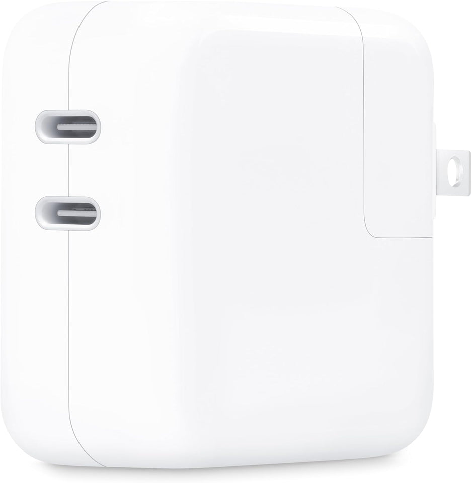 apple 35w dual usb-c compact power adapter fast type-c charge for iphone ipad macbook air airpods