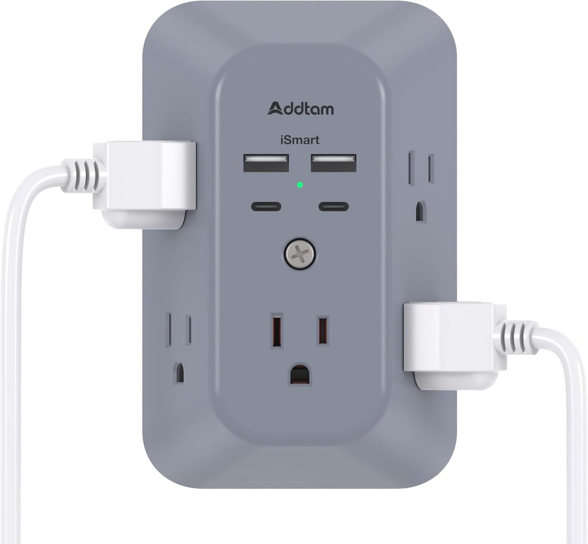 Addtam 5-Outlet USB Wall Charger Surge Protector with 4 USB Ports and 1 USB C Outlet 1800J Power Strip