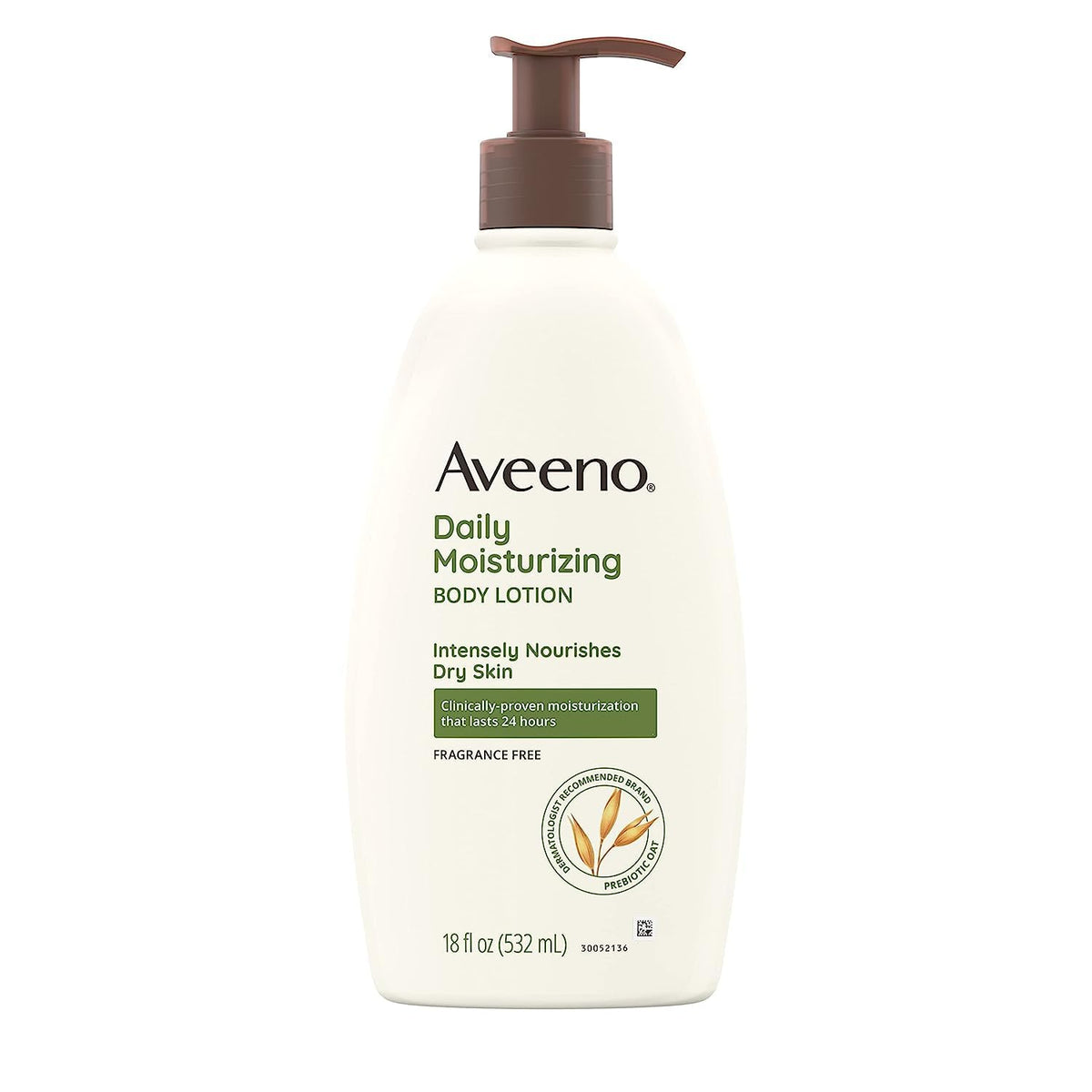 aveeno daily moisturizing body lotion for dry skin, 18 fl oz, paraben free, fragrance free