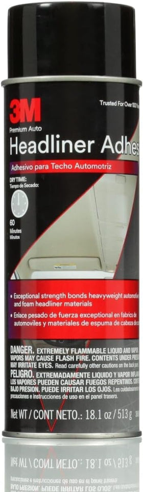 3M Headliner & Fabric Adhesive, 18.1 oz., Exceptional Strength Bonds Heavyweight Automotive Fabrics to Metal Surfaces, For Bonding Headlines, Carpet, Foam and Others, Quick & Easy Application (38808)