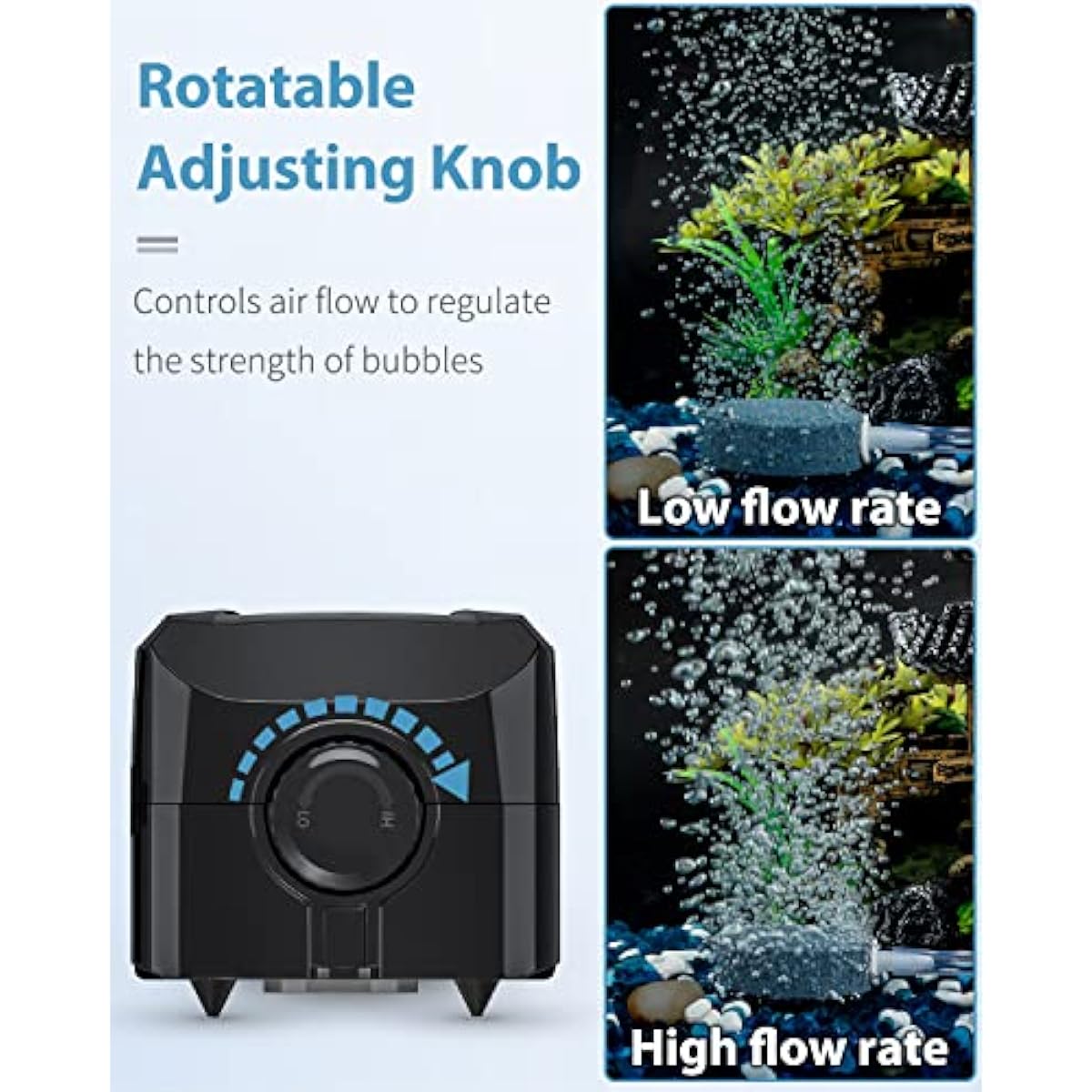 uniclife  dual outlet aquarium air pump for 5-200 gallon fish tank with accessories