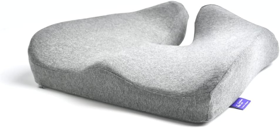 C CUSHION LAB Patented Pressure Relief Seat Cushion for Long Sitting Hours on Office/Home Chair, Car, Wheelchair - Extra-Dense Memory Foam for Hip, Tailbone, Coccyx, Sciatica - Light Grey