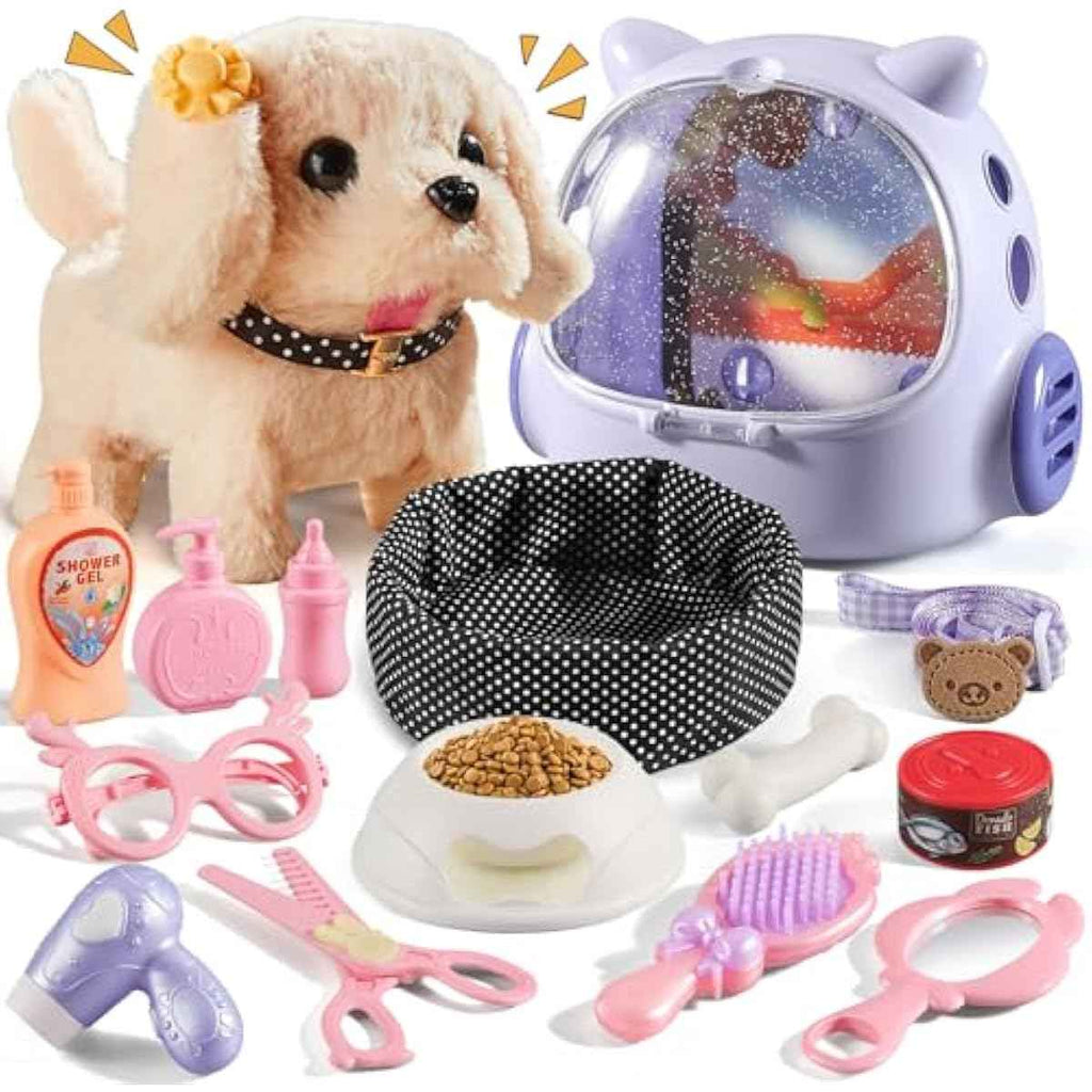 16 Pcs Robot Dog Toys for Girls, Toys for 3 4 5 6 7 8 Year Old Girls Kids Boys, Realistic Robot Puppy Toddlers Girl Toy for 5-7 6-8, Ideas Birthday Gifts for Girl 3 4 5 6 Year Old