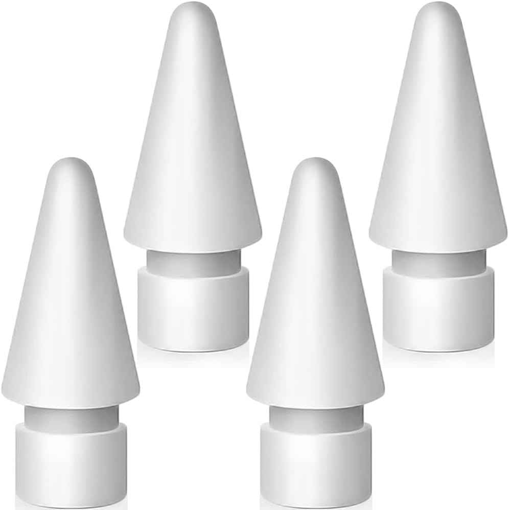 Apple Pencil 2nd Gen/ 1st Gen replacement tips, 4-pack white, durable nibs for iPad Pro Pencil 2/1