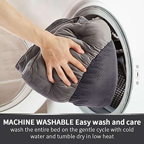 asvin small dog bed, soft and cozy, machine washable, anti-slip oxford bottom, grey, 20 inches