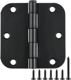 30 Pack Rounded Matte Black Door Hinges 3.5 Inch 5/8" Radius Interior 3 1/2" Flat Iron Bifold Residential Standard Bedroom Indoor for Doors 3 ½"Hardware Control H