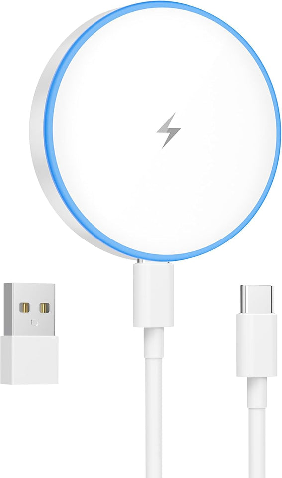 MagSafe Charger 2 Pack 15W Magnetic Wireless Charger Fast Charging Pad Compatible with iPhone 17/16/15/14/13/12 Series & AirPods 3/2/Pro Magnetic MagSafe Charging Pad with Dual Ports - PureLivingMart
