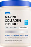Marine Collagen Peptides - Hydrolyzed Ultra-fine Collagen Powder for Women & Men, Hyaluronic Acid, Biotin, Vitamin C, for Skin, Hair, Nails, Joints, Non-GMO, Unflavored, Easily Dissolved, 16oz