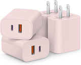 [4 Pack] USB C Charger Block Fast Charging Multiport Adpater [PD 20W USB-C & QC 3.0 USB-A Port] for i Phone 17/16/15/14/13/12/11/X/8, i Pad, Galaxy, Google, Galaxy & More - PureLivingMart