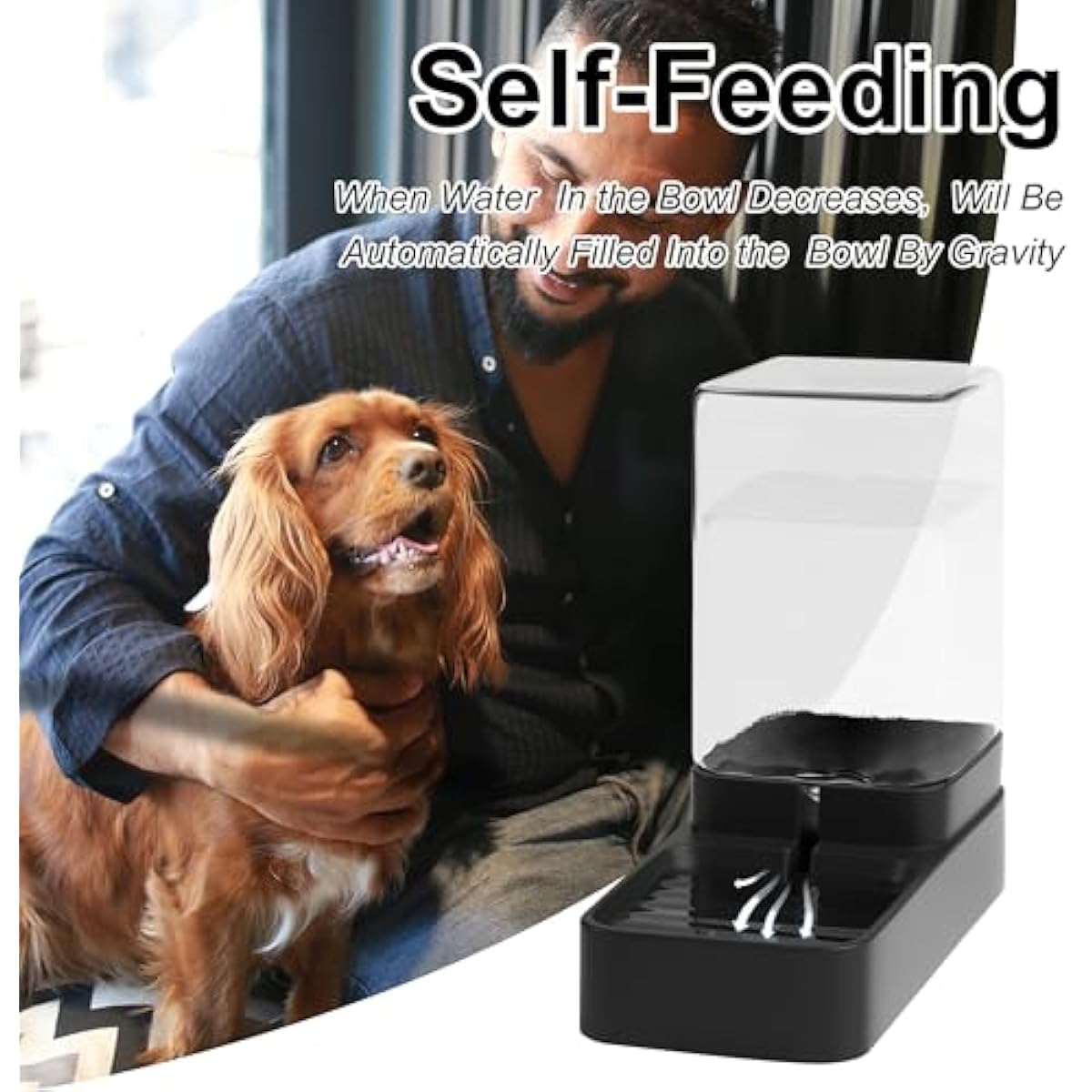 Automatic Cat Feeder and Water Dispenser Set with Pet Food Bowl, Gravity Dog Waterer, and Food Feeder for Small to Large Pets, 3.3L Black