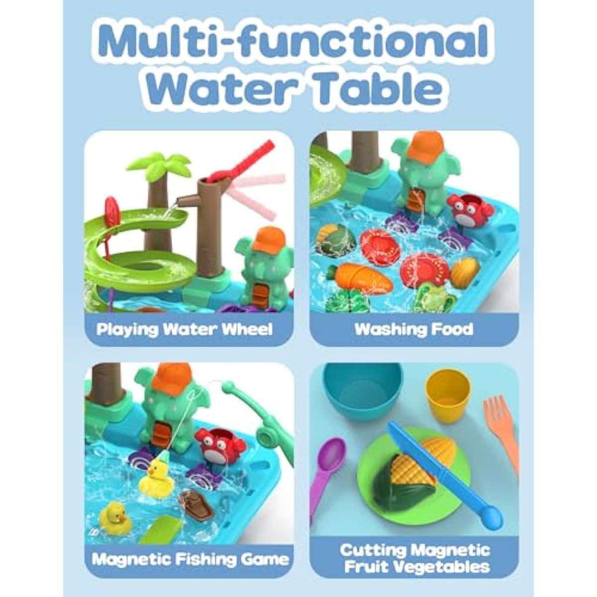 4-in-1 Play Kitchen Sink Toy Set with Running Water, Educational Pretend Play for Kids 3+