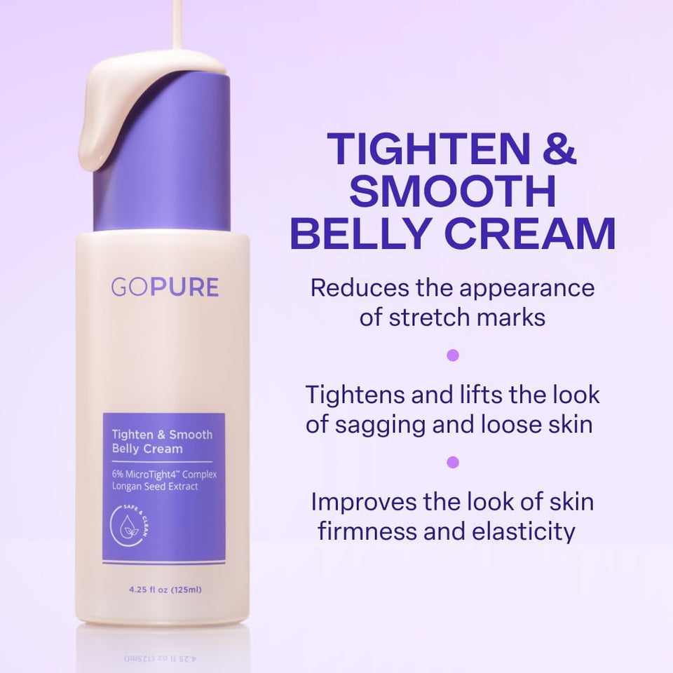 goPLre Firming Belly Cream - Dermatologist-Developed Moisturizer with MicroTight4 Complex - Green Microalgae, Longan Seed, Copper Tripeptide-1 - Quick Absorbing for Smooth, Firmer-Looking Skin