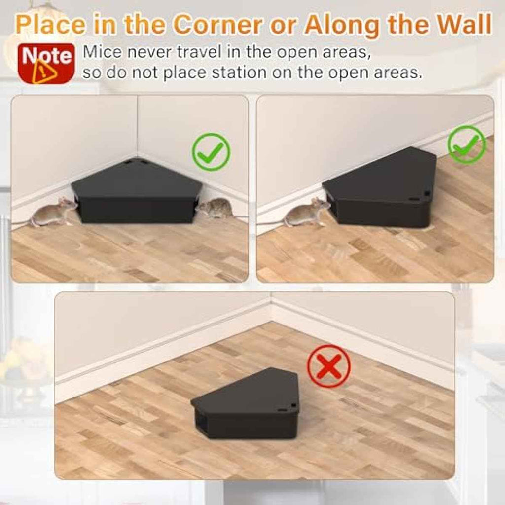 Anblak Mouse Station with Keys Black 6 Pack, Key Required Mouse Stations, Mice Stations, Keeps Children and Pets Safe Indoor & Outdoor