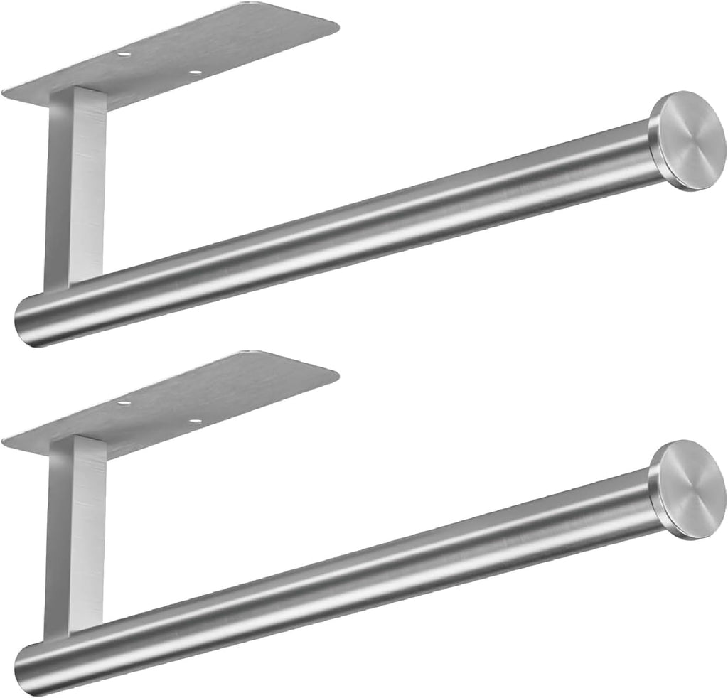 ASTOFLI Paper Towel Holder 304 Stainless Steel, Under Cabinet, Self-Adhesive, Matte Black, 12 Inch, No Drill