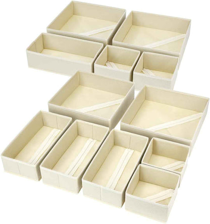 DIMJ Drawer Organizer Clothes: 12-Pack Foldable Closet Organizers for Nursery, Baby Clothes, Underwear, and Socks