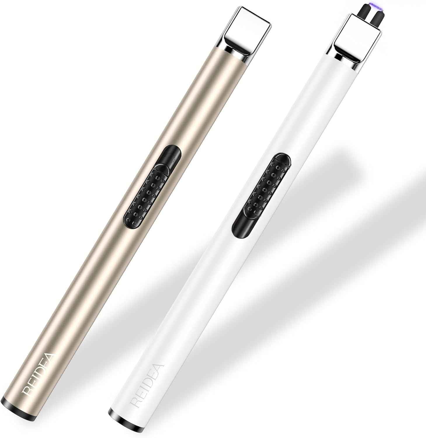 REIDEA Candle Lighter Long USB Rechargeable Arc Windproof Flameless with Safety Switch Buttom for Home Kitchen BBQ Camping Stove