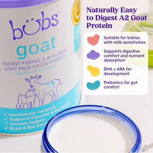 Premium Whole Goat Milk Infant Formula with Iron – Gentle Digestive Support for Sensitive Tummies, Non-GMO Powder with DHA & Prebiotics, 20 oz