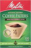 Melitta #4 Cone Coffee Filters, Natural Brown, 100 Count (Pack Of 3), 300 Total Filters - Fits all 8-12 Cup Cone Coffee Makers and Pour-Overs, Compostable, Tear-Resistant
