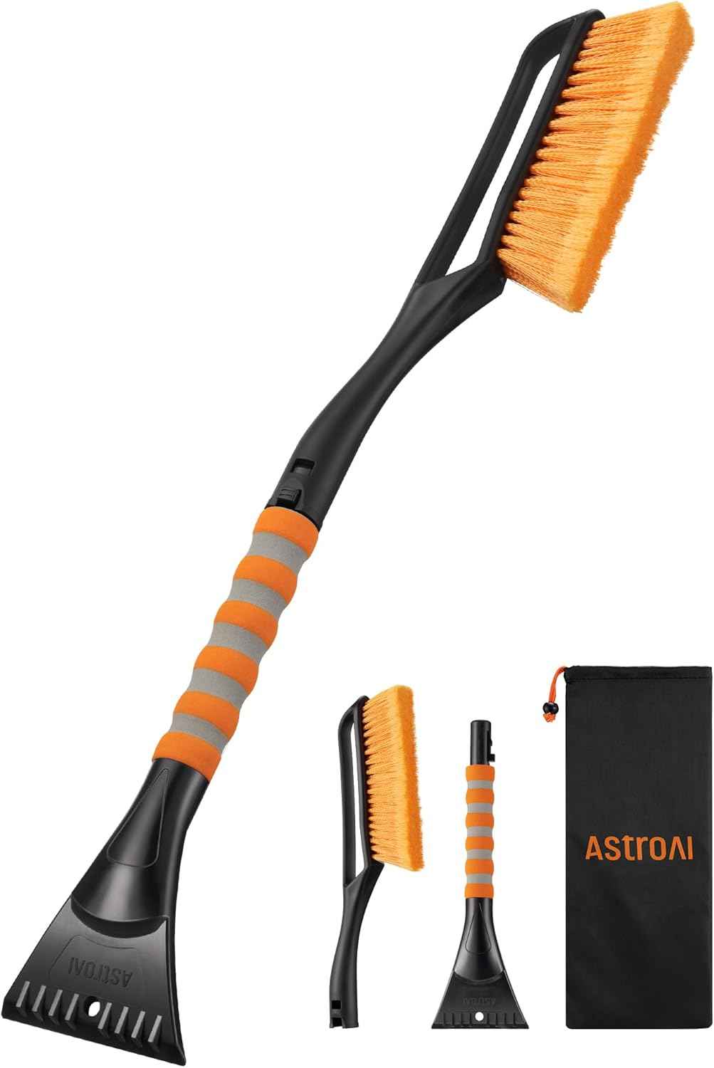 astroai 27 inch snow brush and ice scrapers for car windshield with detachable snow scrapers and ergonomic foam grip