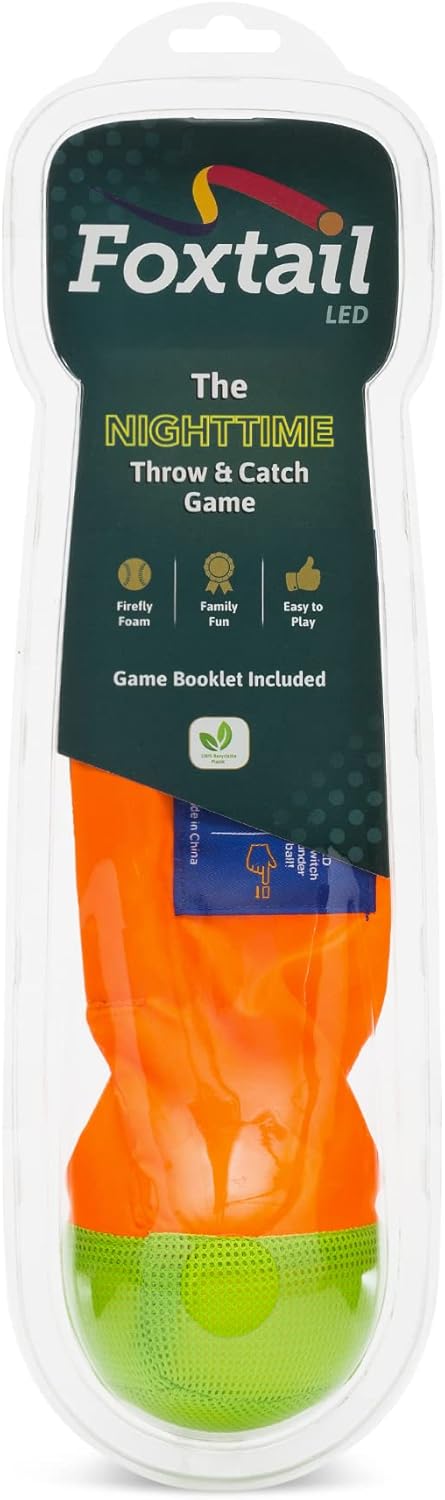 Foxtail LED - Outdoor Throw and Catch Light Up Game - Foam Ball & Tail Glow at Night - Play in The Dark - Fun Gift Idea for Kids & Adults, Boys & Girls