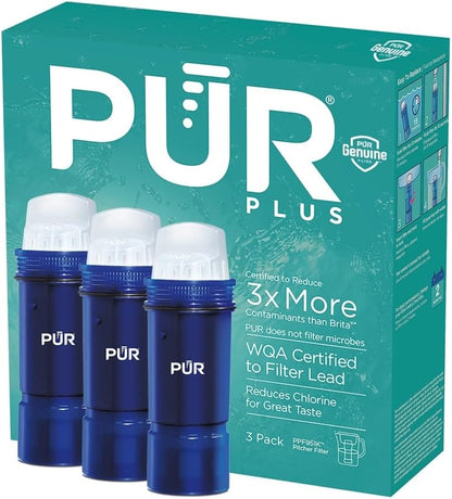 PLR Plus Water Filter Replacement for Pitchers & Dispensers, 6-Month Supply, 3 Count, Blue (PPF951K3)