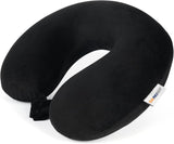 SAIREIDER Travel Pillow 100% PLre Memory Foam Travel Neck Pillow, Airplane Pillow for Traveling、Car、Home、Office，Washable Cover（Black）