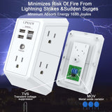 Wall Charger, Surge Protector, QINLIANF 5 Outlet Extender with 4 USB Charging Ports, 3-Sided 1680J Power Strip Multi Plug Adapter Spaced for Home Travel Office