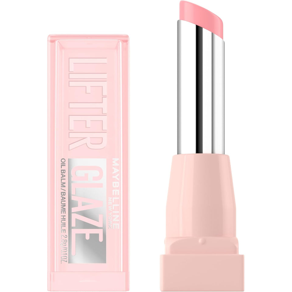 MAYBELLINE Lifter Glaze Oil Balm with Hyaluronic Acid and Hydrating Oil Blend, Lip Balm with 24HRs of Smooth, Moisturizing Shine, Pink Drip (Sheer Baby Pink)