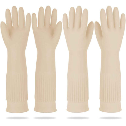 Mamison 2 Pairs Reusable Waterproof Household Dishwashing Cleaning Rubber Gloves, Non-Slip Kitchen Glove (Pink, Medium (Pack of 2))