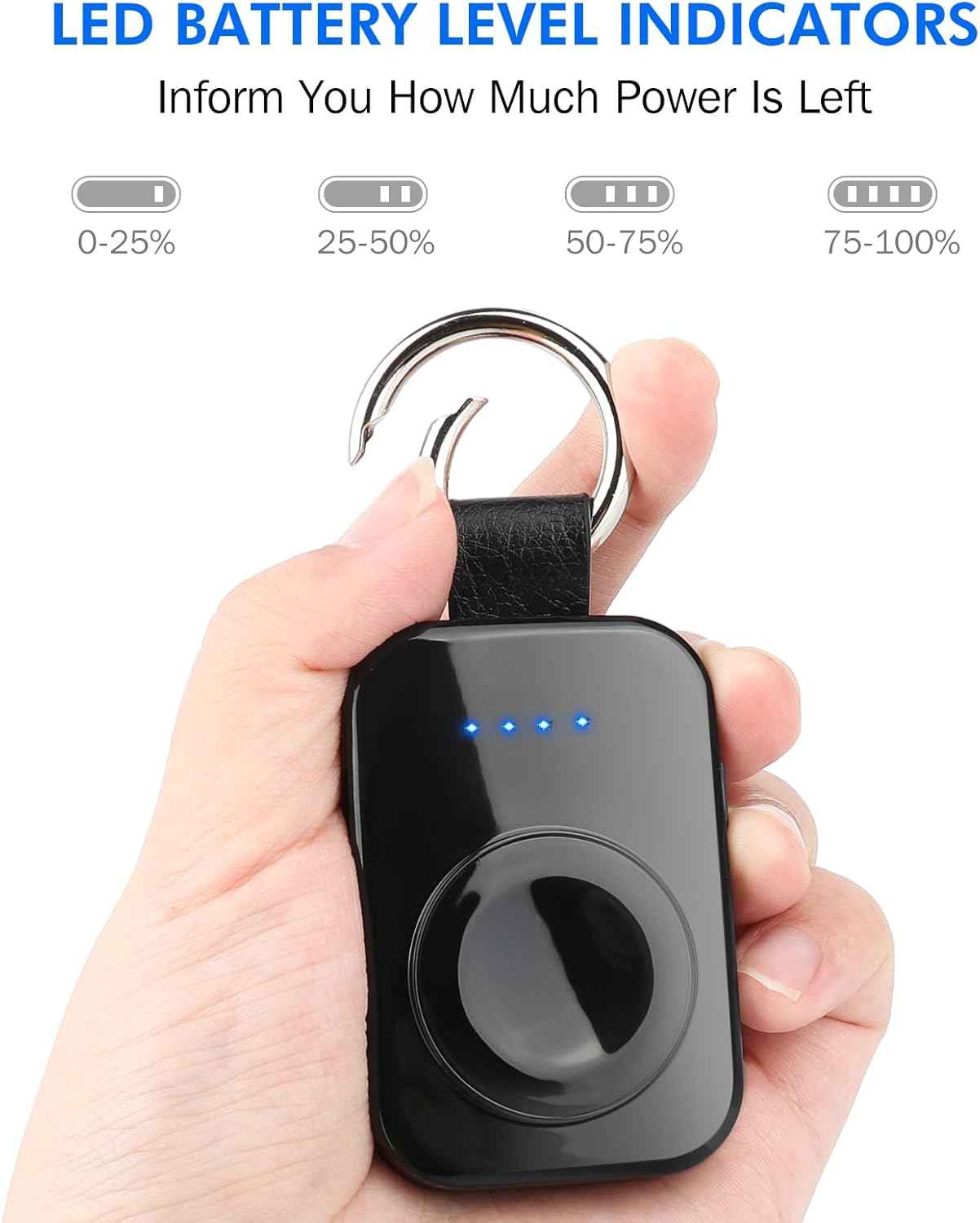 i.VALUX Portable Wireless Charger for Apple Watch Series 11/10/9/8/UItra/7/6/5/4/3/2/SE,Compact Magnetic iWatch Charger 1000mAh Extra Power Bank Smart Keychain Travel Accessories Father Birthday-Black