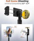 Vimose 62" All-in-One Phone Tripod & Selfie Stick – Portable Lightweight Aluminum Travel Stand with 360° Rotating Holder and Wireless Remote for iPhone and Android, Black
