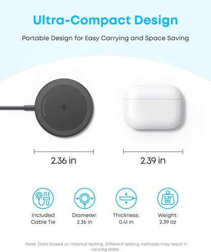 Anker Zolo Magnetic Wireless Charger, 2-Pack Qi2 Certified 15W MagSafe-Compatible Wireless Charging Pad, for iPhone 17/16/15/14/13 Series, AirPods, and More (Not for Pixel, Adapter Not Included)