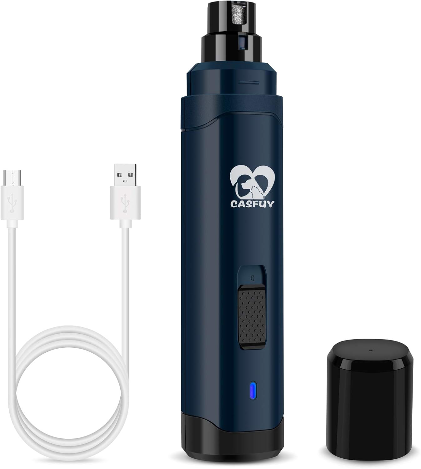 Casfuy 2-Speed Electric Rechargeable Pet Nail Trimmer for Small Medium Large Dogs & Cats, Dark Blue