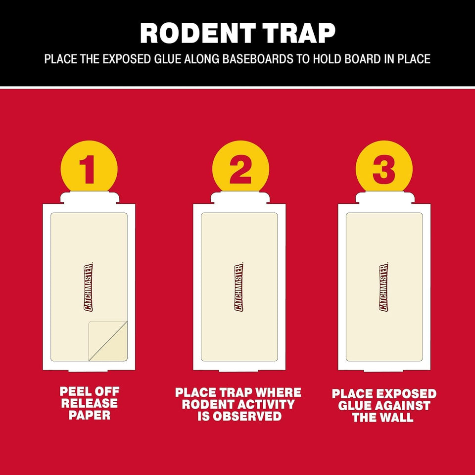 Catchmaster Compact Sticky Insect & Mouse Traps 75-Count, 3.5"x7" Glue Boards for Mice & Insects, Ultra Sticky Mouse Traps Indoor for Home Use in Garages, Basements & Attics, Capture in Tight Places