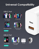 [4 Pack] USB C Charger Block Fast Charging Multiport Adpater [PD 20W USB-C & QC 3.0 USB-A Port] for i Phone 17/16/15/14/13/12/11/X/8, i Pad, Galaxy, Google, Galaxy & More - PureLivingMart