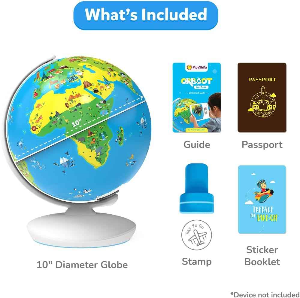 PlayShifu Globe for Children – Orboot Earth: Interactive Kids Globe with 1000+ Facts on Animals, Places & Monuments | Tech-Powered Learning Toy & STEM Gift for Kids Ages 4–10