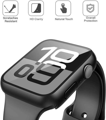 Misxi 2 Pack Tempered Glass Case Compatible for Apple Watch Series 11 (2025) Series 10 46mm, Screen Protector Cover for iWatch, Black