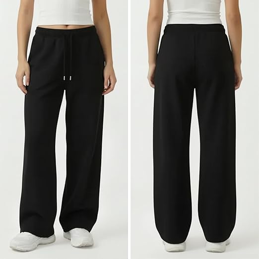 Common Stitch 3 Pack Wide Leg Fleece Lounge Sweatpants for Women — Deep Pockets, Relaxed Fit, Elastic Drawstring Waist