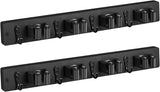 Mop and Broom Holder Wall Mount - Rustic Wood Broom Mop Hanger - Wall Mounted Garden Tool Rack Organizer for Closet Garage Laundry Room Kitchen Decor With 4 Slots & 4 Hooks - PureLivingMart