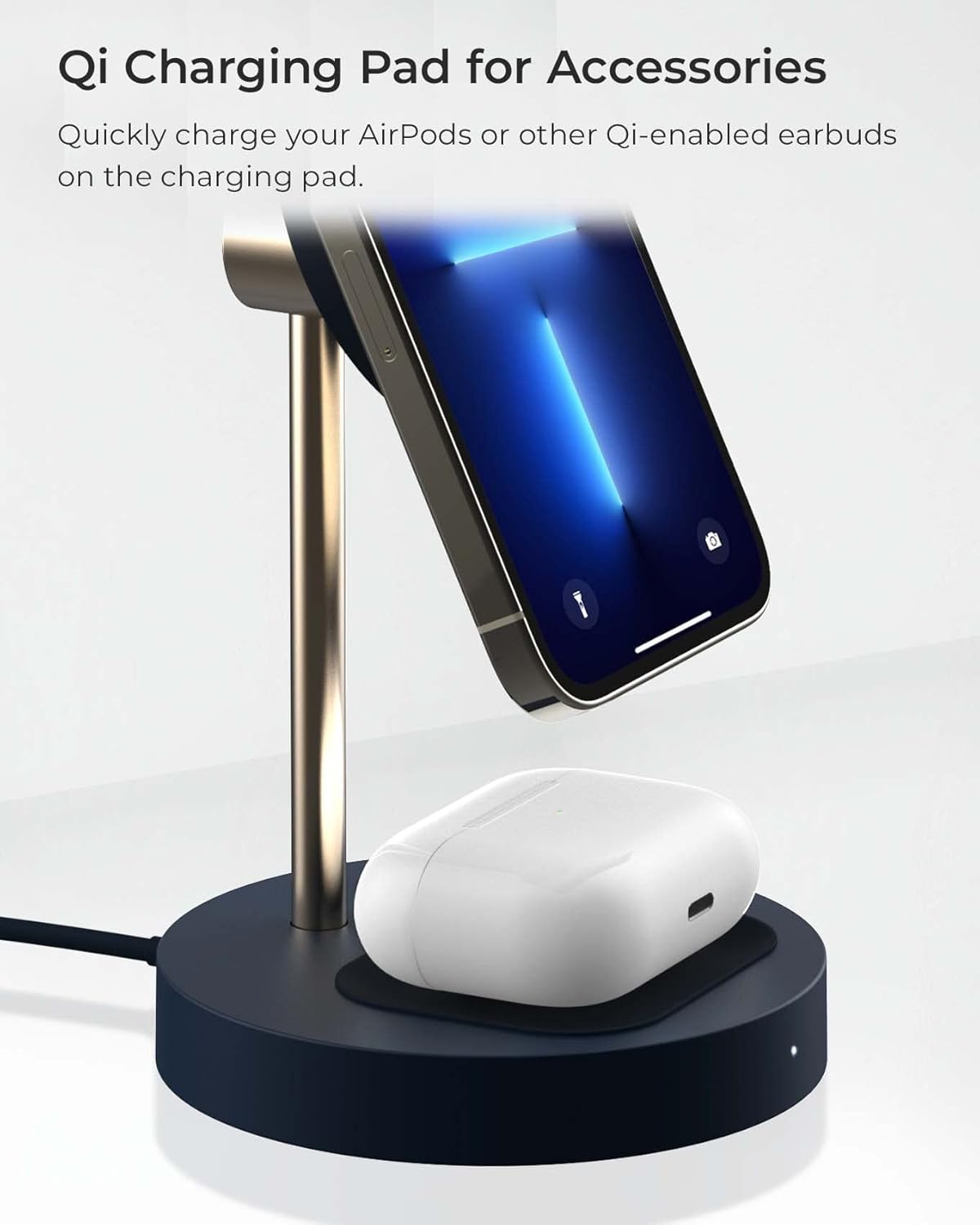 iOttie Velox Magnetic Wireless Duo Stand. 7.5W Mounting Stand + 5W Charging Pad. MagSafe Compatible for iPhone 12, iPhone 13, iPhone 14, & iPhone 15 Series & Qi AirPods Charger (Adapter not Included)
