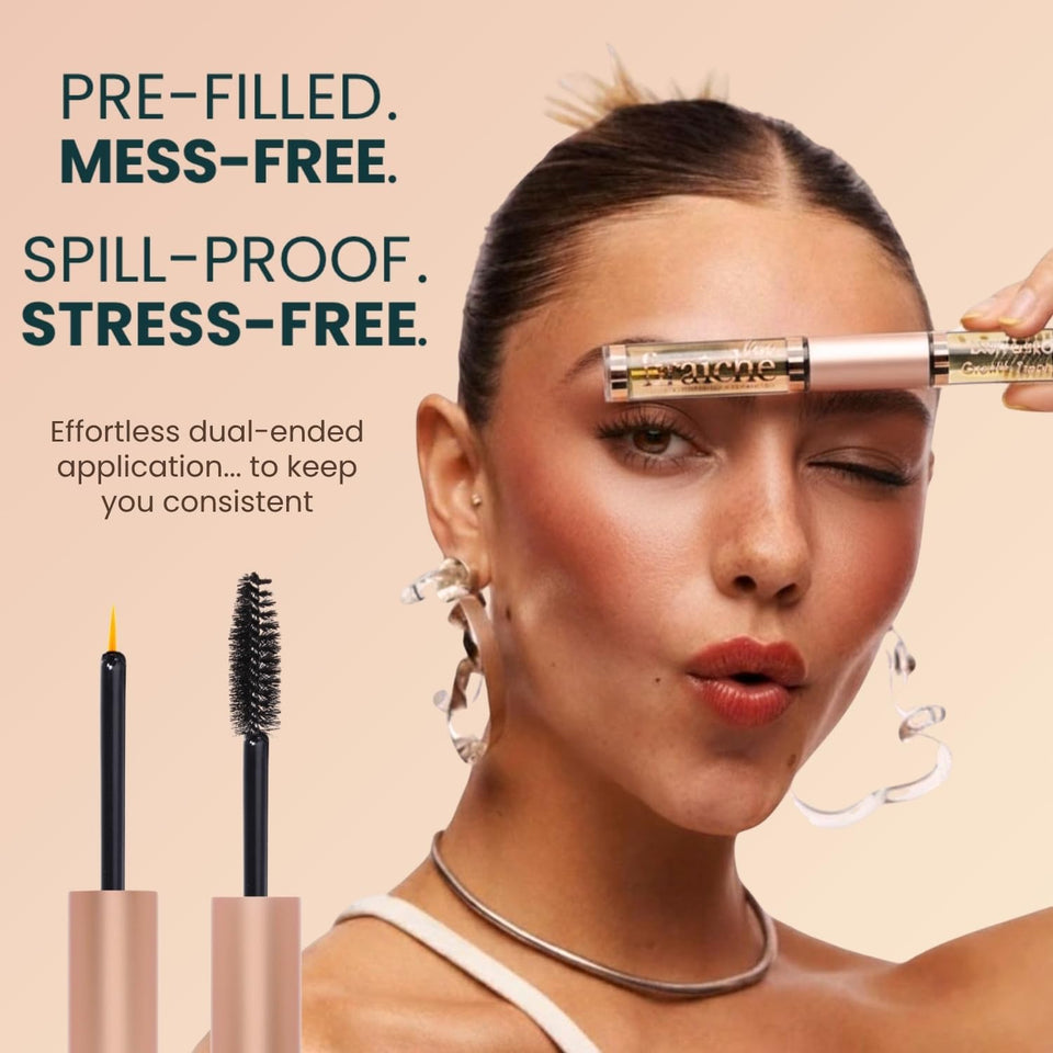 Live Fraiche Organic Castor Oil Lash Serum for Hair Growth, 100% Pure Eyebrow Eyelash Growth Serum, Cold Pressed Hexane Free (2oz Glass Bottle + FILLED Mascara Tube)
